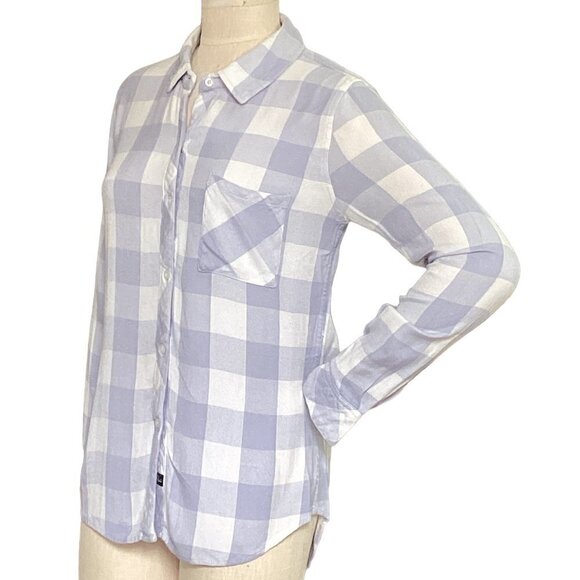 Rails S Hunter Buffalo Plaid/Check Flannel Button Front Shirt Blue & White 186C - Picture 4 of 10